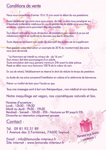 produits cosmétiques bio vegan ou naturels, massage non thérapeutique non médical et non érotique, spa annecy 1 rue des 3 fontaines maud armand