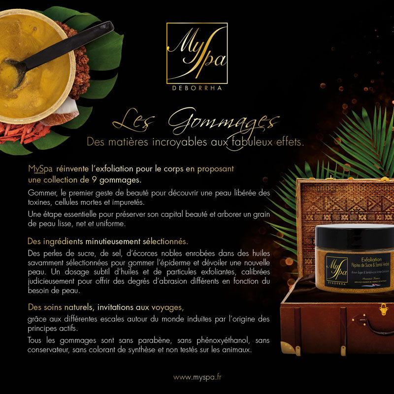 Gommage soins naturels pour la peau MySpa, soin du visage et de la peau, supprime les toxines et laisse la peau lisse Maud Armand Arvimedia